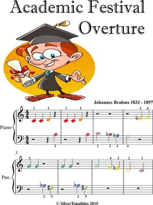 cover image of Academic Festival Overture Beginner Piano Sheet Music with Colored Notes